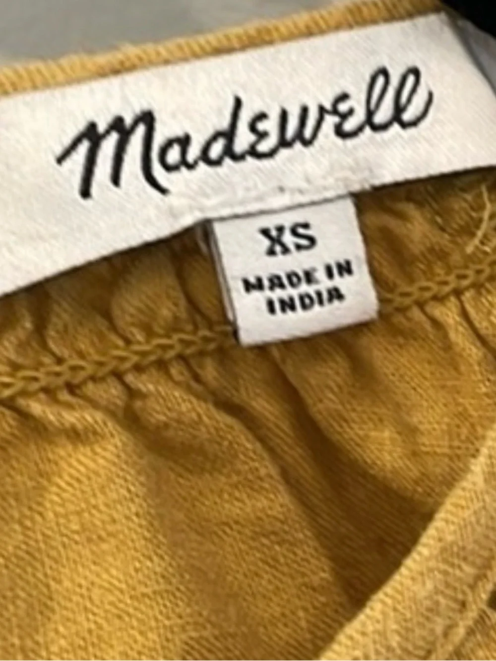 Madewell Eyelet Pepplum Women's Mustard Peasant Blouse Size XS